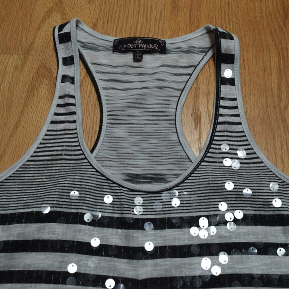 2 for $12:  Almost Famous Striped Tank with Sequins Detail in Women’s S - Picture 2 of 11